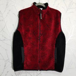 Nanuk Red Black Full Zip Fleece Vest Maple Leaves